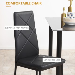 Σετ τραπεζαρίας HOMCOM με 4 καρέκλες, γυάλινο μπλουζάκι και επενδυμ... Σετ τραπεζαρίας HOMCOM με 4 καρέκλες, γυάλινο μπλουζάκι και επενδυμ...