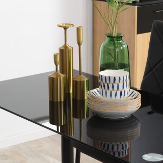 Σετ τραπεζαρίας HOMCOM με 4 καρέκλες, γυάλινο μπλουζάκι και επενδυμ...