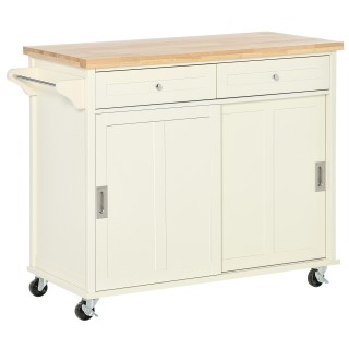 HOMCOM Kitchen Island για σκεύη και αξεσουάρ με συρτάρια, ντουλάπι ...
