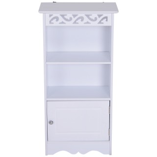 Ντουλάπα δαπέδου Homcom για μπάνιο σε ξύλο με λευκή φλοράλ διακόσμη...