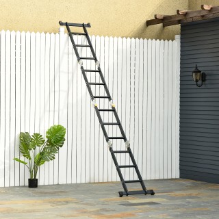 DURHAND Μαύρη σκάλα αλουμινίου 5 σε 1 για εσωτερικούς και εξωτερικο...