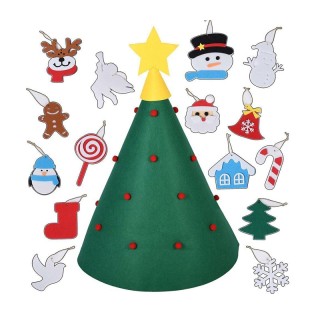 Χριστουγεννιάτικο Δέντρο από Τσόχα με 15 Στολίδια 50 x 70 cm Bakaji...