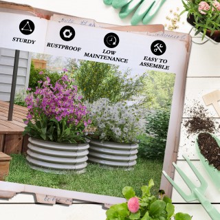 Outsunny Σετ με 2 υπερυψωμένα κρεβάτια κήπου από γαλβανισμένο ατσάλ... Outsunny Σετ με 2 υπερυψωμένα κρεβάτια κήπου από γαλβανισμένο ατσάλ...