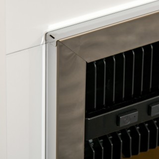 Ηλεκτρικό τζάκι δαπέδου HOMCOM με ρεαλιστικό εφέ φλόγας - Λευκό / Μ...