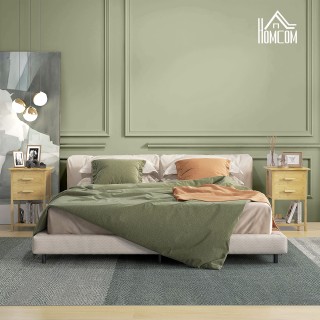 HOMCOM Σετ 2 κομοδίνα με 2 συρτάρια και κάτω ράφι σε σκανδιναβικό σ...