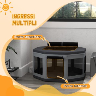 Παρκοκρέβατο PawHut για σκύλους και γάτες με 7 παράθυρα και 2 εισόδ...