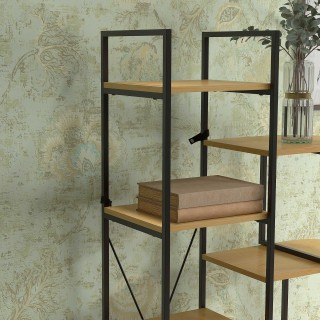 Βιβλιοθήκη HOMCOM 10 επιπέδων, βιομηχανικό στυλ από μοριοσανίδα και...