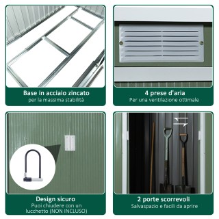Outsunny Garden Shed Εργαλειοθήκη σε Ατσάλινο φύλλο με Συρόμενες Πό...
