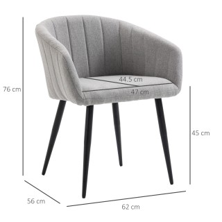 HOMCOM Σετ 2 Μοντέρνες Επενδυμένες Καρέκλες με Υφασμάτινο Κάλυμμα, ...