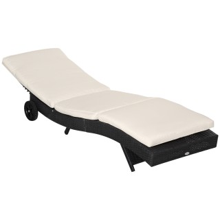 Outsunny Garden Lounger σε PE Rattan με ρυθμιζόμενη πλάτη και μαξιλ... Outsunny Garden Lounger σε PE Rattan με ρυθμιζόμενη πλάτη και μαξιλ...