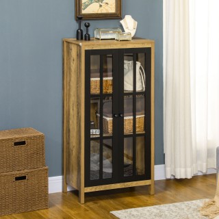 HOMCOM Μοντέρνος Μπουφές με 2 Πόρτες σε Γυαλί και Ξύλο, 60x35x120cm... HOMCOM Μοντέρνος Μπουφές με 2 Πόρτες σε Γυαλί και Ξύλο, 60x35x120cm...