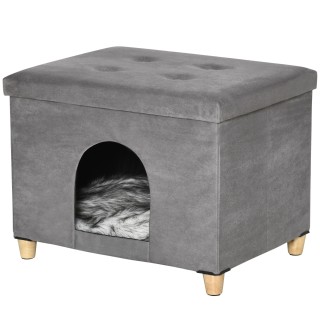 PawHut Cat House Pouf Σκαμπό ποδιών με επένδυση με αφαιρούμενο και ... PawHut Cat House Pouf Σκαμπό ποδιών με επένδυση με αφαιρούμενο και ...