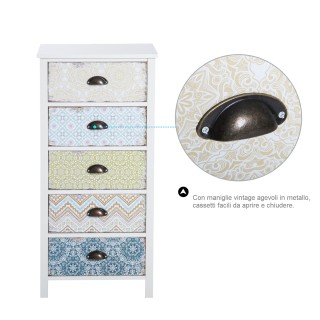 Συρταριέρα Homcom Vintage με 5 Συρτάρια Fantasy, 46x34x97,5 εκ. 831... Συρταριέρα Homcom Vintage με 5 Συρτάρια Fantasy, 46x34x97,5 εκ. 831...