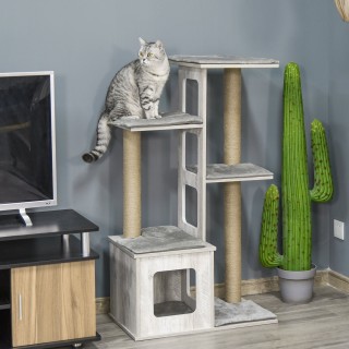 PawHut Multi-level Cat Scratching Post Tree, Κρεβάτι και σχοινιά απ...
