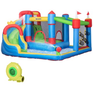 Outsunny Bouncy Castle για παιδιά με τσουλήθρα, τραμπολίνο και πισί...