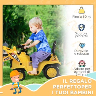 Εκσκαφέας HOMCOM για παιδιά 3-4 ετών με σφιγκτήρα, κουμπί ήχου και ...