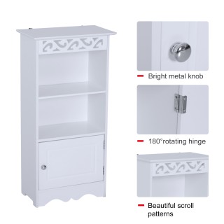 Ντουλάπα δαπέδου Homcom για μπάνιο σε ξύλο με λευκή φλοράλ διακόσμη...