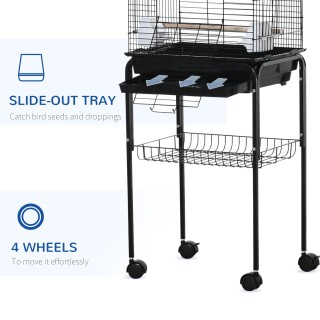 PawHut Bird Cage με 3 κούρνιες, 2 μπολ και 2 πλαϊνές πόρτες, σε ατσ...