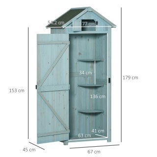 Outsunny Garden Shed Ξύλινη αποθήκευση εργαλείων με 3 ράφια, 77x54,...