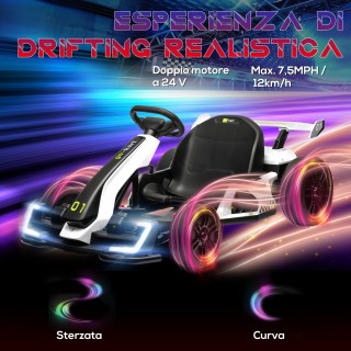 HOMCOM Electric Go Kart για παιδιά 6-12 ετών 24V 12km/h με ρυθμιζόμ...