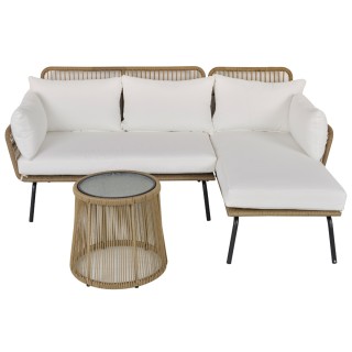 Outsunny Σετ 3 τεμαχίων Διθέσιος καναπές σεζλόνγκ και τραπεζάκι σαλ...