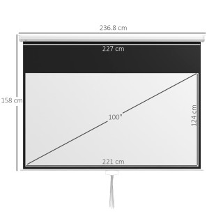 Κάλυμμα Προβολέα HOMCOM 100 16:9 αναλογία, Τοποθέτηση τοίχου και ορ...