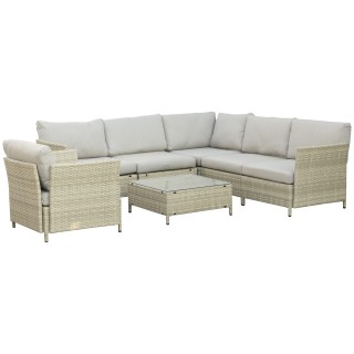 Outsunny 7 τεμαχίων Modular PE Rattan Garden Lounge σετ με μαξιλάρι...