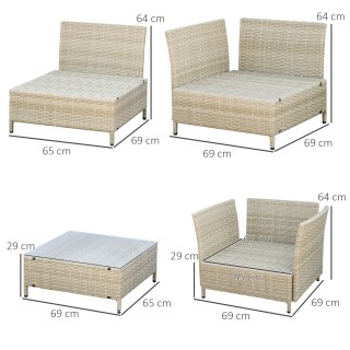 Outsunny 7 τεμαχίων Modular PE Rattan Garden Lounge σετ με μαξιλάρι... Outsunny 7 τεμαχίων Modular PE Rattan Garden Lounge σετ με μαξιλάρι...