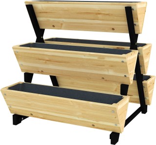 Outsunny φυτευτή εξωτερικού χώρου 3 επιπέδων με 5 κουφώματα από ξύλ...