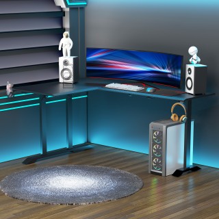 Γωνιακό γραφείο HOMCOM για gaming και γραφείο με γάντζο ακουστικών,...