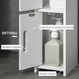 kleankin Στήλη μπάνιου με ράφια και ντουλάπια, Ξύλινο ντουλάπι εξοι...