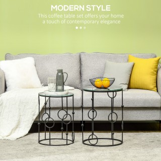 HOMCOM Σετ 2 Στοιβαζόμενα Τραπεζάκια Σαλονιού από μέταλλο και σκληρ... HOMCOM Σετ 2 Στοιβαζόμενα Τραπεζάκια Σαλονιού από μέταλλο και σκληρ...