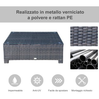 Τραπεζάκι Outsunny Outdoor Garden 5mm από σκληρυμένο γυαλί τοπ σε μ... Τραπεζάκι Outsunny Outdoor Garden 5mm από σκληρυμένο γυαλί τοπ σε μ...