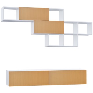 HOMCOM Επιτοίχιο Έπιπλο Τηλεόρασης για Τηλεόραση 60 max με Ντουλάπι...