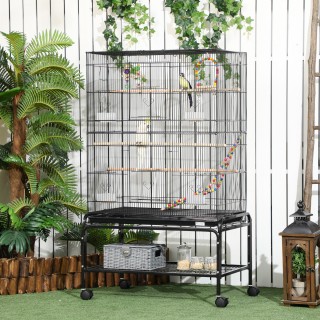 PawHut Steel Bird Cage with Perches, Toys, Food Contains and Tray, ... PawHut Steel Bird Cage with Perches, Toys, Food Contains and Tray, ...