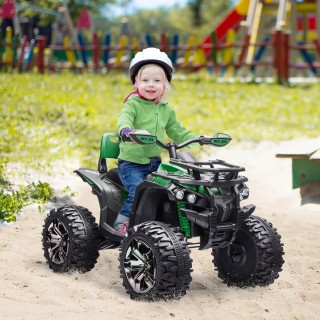 HOMCOM 12V Electric Kids Quad με λειτουργικούς προβολείς και πεντάλ...