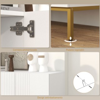 HOMCOM Μοντέρνος 4θυρο μπουφές με μαλακό κλείσιμο και ρυθμιζόμενα ρ...