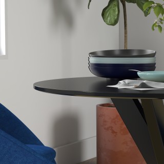 HOMCOM Μοντέρνα στρογγυλή τραπεζαρία 4 ατόμων σε ατσάλι και MDF, Ø1...