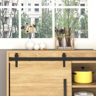 HOMCOM Kit για Ξύλινη Συρόμενη Πόρτα με ράγα 200cm και Χωρητικότητα...