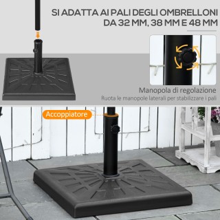 Outsunny 19kg και 51x51x32cm βάση ομπρέλας από ρητίνη και χάλυβα γι...
