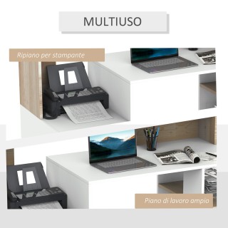 HomCom Μοντέρνο Γραφείο Υπολογιστών με MDF Ξύλινα ράφια, 137x55x92c...