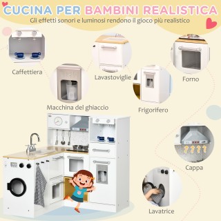 HOMCOM Play Kitchen 2 Τεμάχια για παιδιά 3-6 ετών με μαγειρικά σκεύ...