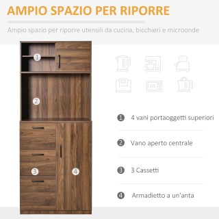 HOMCOM Μοντέρνος μπουφές με 3 συρτάρια και ντουλάπια, ντουλάπι κουζ...