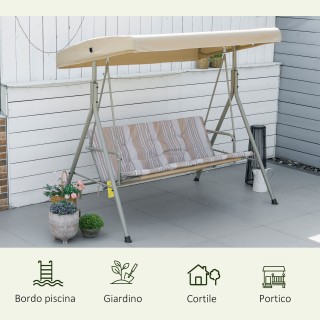 Κουνιστή καρέκλα κήπου Outsunny 3 θέσεων από χάλυβα με ρυθμιζόμενη ...