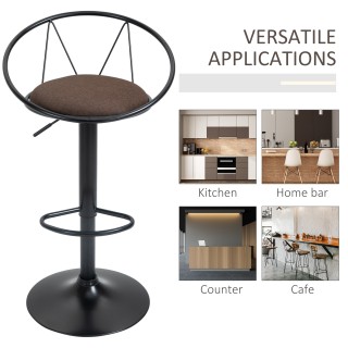 HOMCOM Σετ 2 περιστρεφόμενων σκαμπό μπαρ με στήριγμα ποδιών, ρυθμιζ...