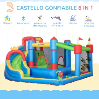 Outsunny Bouncy Castle για παιδιά με τσουλήθρα, τραμπολίνο και πισί...
