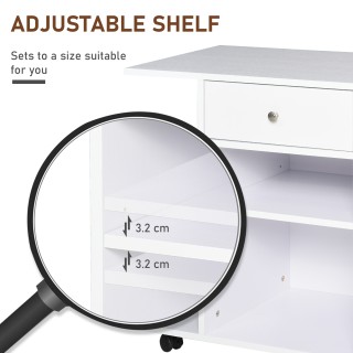 Ξύλινο Ντουλάπι Εκτυπωτή Τροχήλατο με Ρυθμιζόμενο Ράφι 60 x 40 x 68...