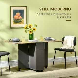 Τραπεζαρία HOMCOM Πτυσσόμενη ορθογώνια μοριοσανίδα με 2 συρτάρια, ν...