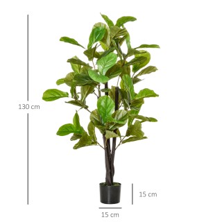 HOMCOM Τεχνητό Ficus 130cm για εσωτερικούς και εξωτερικούς χώρους, ...