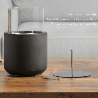 Επιτραπέζιο τζάκι βιοαιθανόλης HOMCOM με δοχείο 0,4L, 12x12x19cm, Σ...